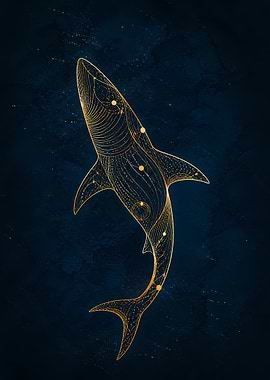 Golden Shark Constellation Art