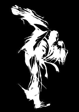 Abstract White Figure on Black Background