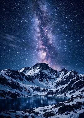 Milky Way Over Snowy Mountains