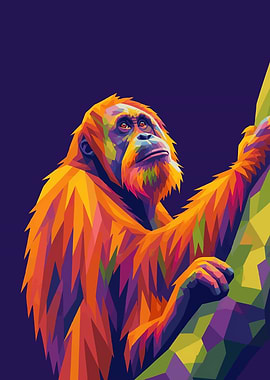 Colorful Orangutan in Pop Art Style
