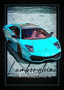 Cyan Lamborghini Murcielago Carbon Poster