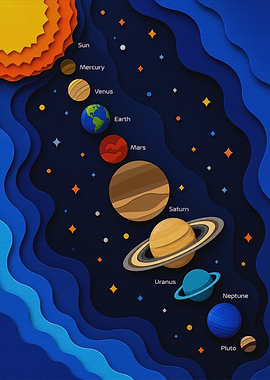 Solar System Paper Cutout Art