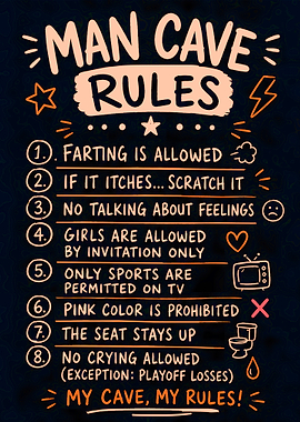 Man Cave Rules Sign