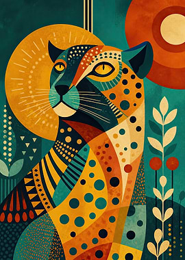 Abstract Geometric Leopard Portrait