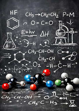 Chemistry Chalkboard and Models