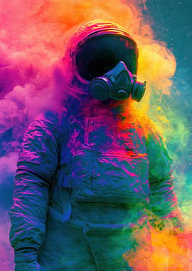 Astronaut in Colorful Nebula