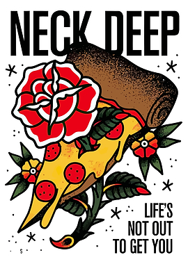 Neck Deep Pizza Rose Tattoo Art
