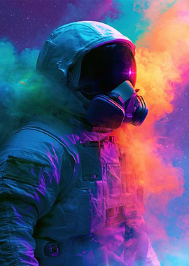 Astronaut in Colorful Nebula
