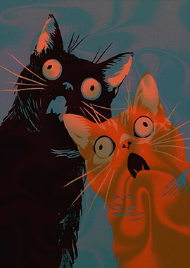 Two Scared Cats