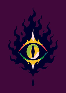 Mystical Dragon Eye with Flames