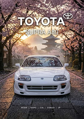white mk4 Toyota Supra A80 with Japanese Scenery
