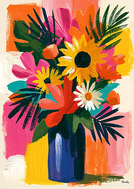 Vivid Fauvist Bouquet Expressive Floral Wall Art
