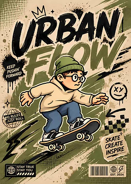 Urban Flow Skateboarder Poster