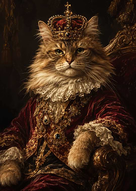 Regal Cat King in Royal Attire