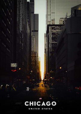 Chicago Cityscape at Sunset