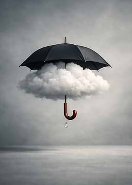 Umbrella protecting a cloud from rain