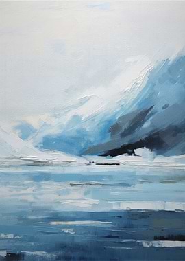 Abstract Winter Landscape Painting
