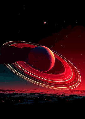 Red Planet with Rings