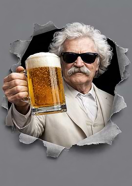 Mark Twain with a Beer