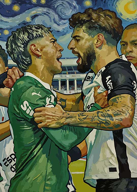 Football players in Van Gogh style