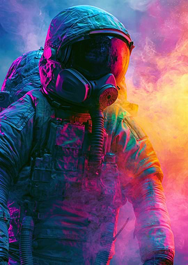 Astronaut in Neon Smoke