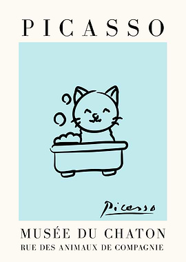 Picasso Cat Bath Poster