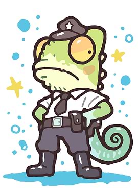 Chameleon Police Officer Cartoon
