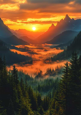 Misty Mountain Sunrise