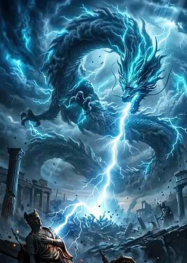 Dragon Amidst Lightning Storm