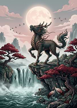 Mythical Creature by Waterfall