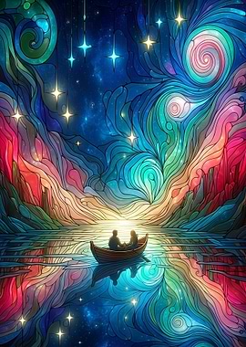 Starry Night Voyage: Van Gogh Inspired Stained Glass Art