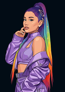 Ariana Grande Rainbow Hair Pop Art