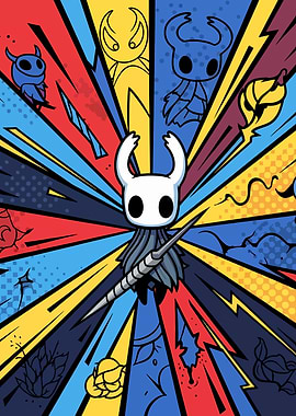 Hollow Knight Pop Art Comic Style Metal Poster