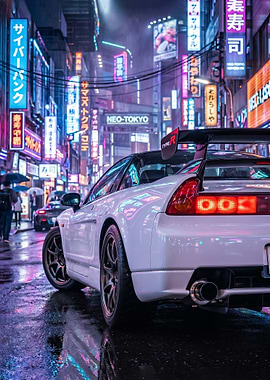 Cyberpunk honda nsx Car in Neo-Tokyo