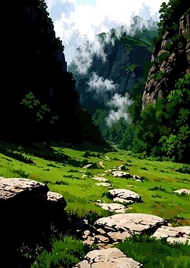 Misty Mountain Valley Path