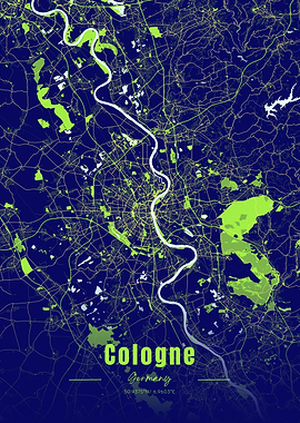 Cologne Germany Map Art
