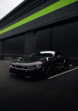 Dark BMW i8 in Parking Lot