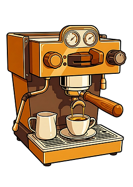 Vintage Espresso Machine Brewing Coffee Art Poster