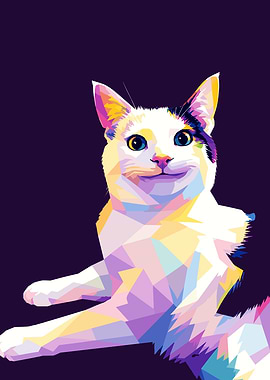 Colorful Geometric Cat Portrait