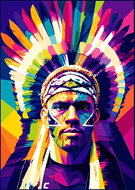 Man with Colorful Headdress and Face Paint