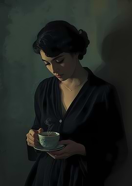 Woman holding a steaming cup of tea