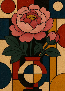Pink Peony in Geometric Vase