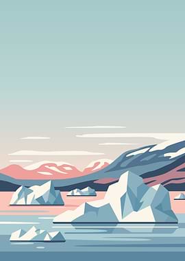 Arctic Landscape with Icebergs