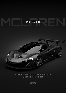 McLaren P1 GTR Dark Poster
