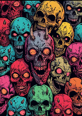 Vibrant Skull Collage