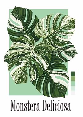 Monstera Deliciosa Plant Illustration
