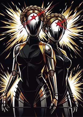 Robotic Twins with Red Stars