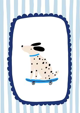 Dalmatian Dog on Skateboard