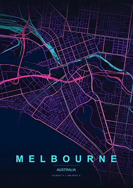 Melbourne City Map Art