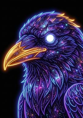 Cosmic Raven Neon Art